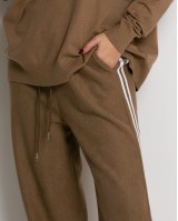 Παντελόνι κοτλέ με λάστιχο και ρίγες στο πλάι ταμπά