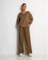 Παντελόνι κοτλέ με λάστιχο και ρίγες στο πλάι ταμπά