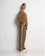 Παντελόνι κοτλέ με λάστιχο και ρίγες στο πλάι ταμπά