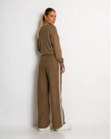 Παντελόνι κοτλέ με λάστιχο και ρίγες στο πλάι ταμπά