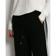 Παντελόνι κοτλέ με λάστιχο και ρίγες στο πλάι μάυρο 