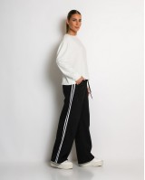 Παντελόνι κοτλέ με λάστιχο και ρίγες στο πλάι μάυρο 