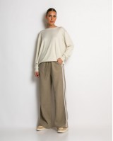 Παντελόνι κοτλέ με λάστιχο και ρίγες στο πλάι πούρο