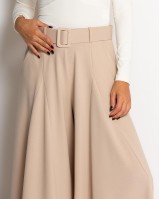 Παντελόνα ψηλόμεση με ζώνη μπεζ