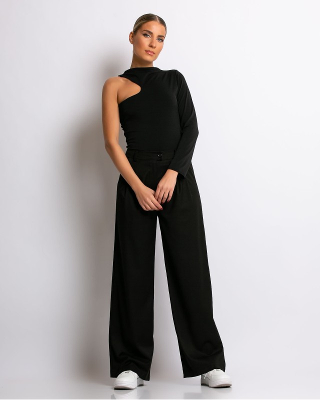 Παντελόνι με πιέτα μαύρο