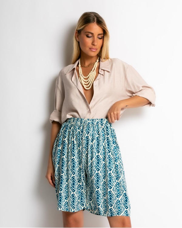 Σορτς με boho print μαύρο