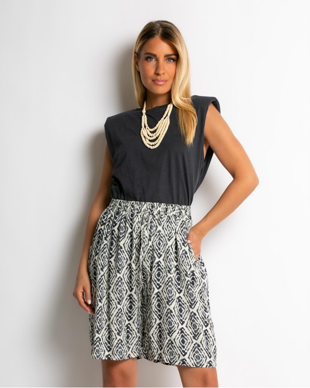 Σορτς με boho print ανθρακί