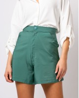 Shorts με κουμπί και τσέπες μέντα Shorts με κουμπί και τσέπες μέντα