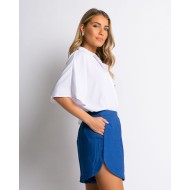 Shorts στρογγυλεμένο στο τελείωμα με πιέτα μπλε ρουα