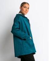 Ζακέτα μακριά με τσέπες πετρόλ