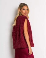 Γιλέκο πλεκτό αμάνικο & καρφίτσα μπορντώ