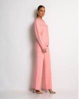 Σετ ζακέτα και παντελόνι σε πλέξη tweed ροζ