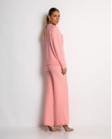 Σετ ζακέτα και παντελόνι σε πλέξη tweed ροζ