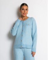 Σετ ζακέτα και παντελόνι σε πλέξη tweed γαλάζιο