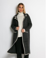 Ζακέτα μακρυά πλεκτή με εξωτερικές τσέπες ανθρακί