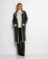 Ζακέτα μακρυά πλεκτή με εξωτερικές τσέπες ανθρακί