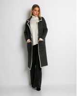 Ζακέτα μακρυά πλεκτή με εξωτερικές τσέπες ανθρακί