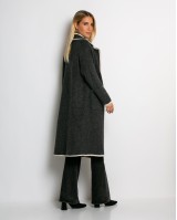 Ζακέτα μακρυά πλεκτή με εξωτερικές τσέπες ανθρακί