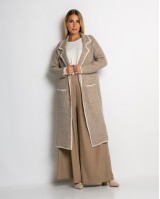 Ζακέτα μακρυά πλεκτή με εξωτερικές τσέπες μπεζ