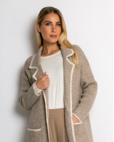 Ζακέτα μακρυά πλεκτή με εξωτερικές τσέπες μπεζ