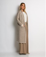 Ζακέτα μακρυά πλεκτή με εξωτερικές τσέπες μπεζ