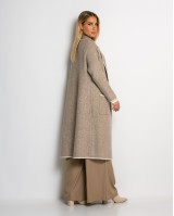 Ζακέτα μακρυά πλεκτή με εξωτερικές τσέπες μπεζ