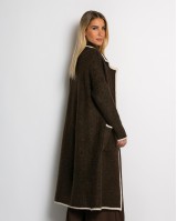 Ζακέτα μακρυά πλεκτή με εξωτερικές τσέπες καφέ