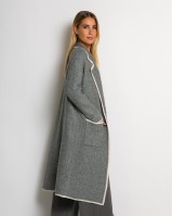 Ζακέτα μακρυά πλεκτή με εξωτερικές τσέπες γκρι