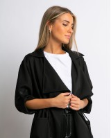 Καμπαρντίνα με σούρα και λάστιχο  στην μέση μαύρο