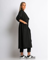 Καμπαρντίνα με σούρα και λάστιχο  στην μέση μαύρο