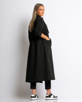 Καμπαρντίνα με σούρα και λάστιχο  στην μέση μαύρο