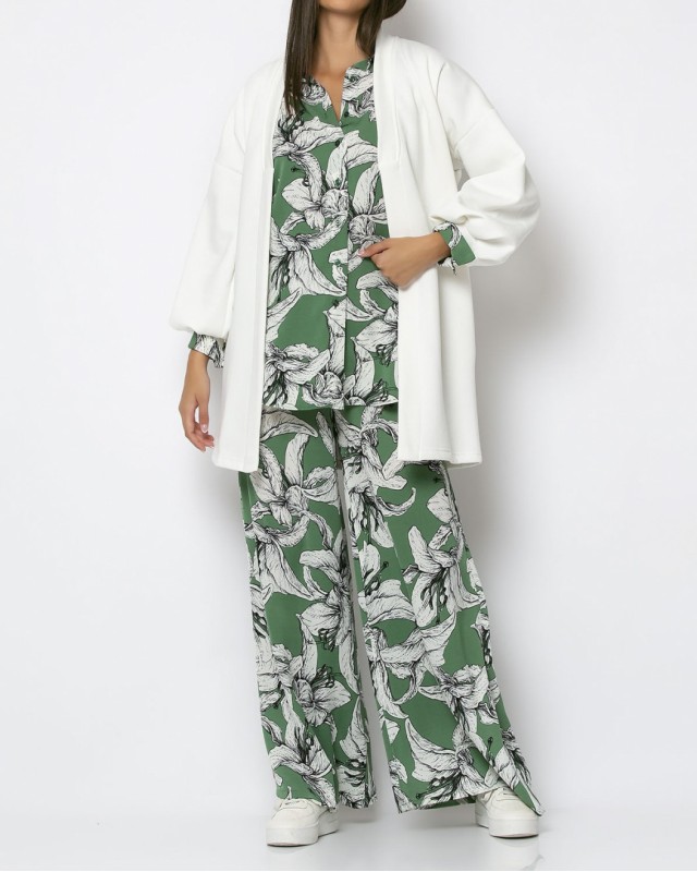 Ζακέτα χνουδωτή φούτερ με ριπ γιακά Εκρού