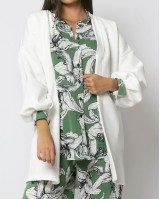 Ζακέτα χνουδωτή φούτερ με ριπ γιακά Εκρού