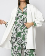 Ζακέτα χνουδωτή φούτερ με ριπ γιακά Εκρού