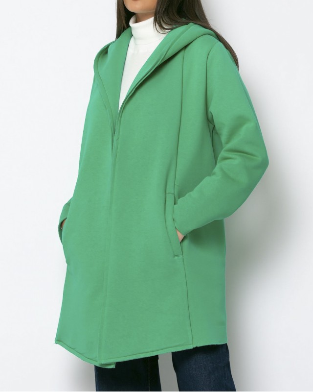 Ζακέτα φούτερ χνουδωτή με κουκούλα Πράσινο