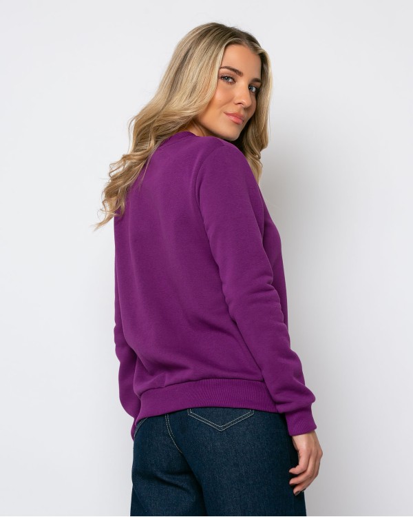 Ζακέτα φούτερ με φερμουάρ μωβ