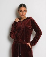 Σετ ζακέτα με κουκούλα και παντελόνι βελουτέ cherry