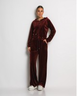 Σετ ζακέτα με κουκούλα και παντελόνι βελουτέ cherry