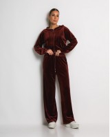 Σετ ζακέτα με κουκούλα και παντελόνι βελουτέ cherry