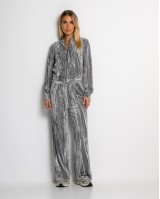 Σετ ζακέτα και παντελόνι βελουτέ silver