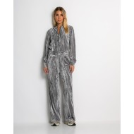 Σετ ζακέτα και παντελόνι βελουτέ silver