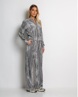 Σετ ζακέτα και παντελόνι βελουτέ silver