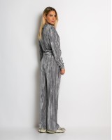 Σετ ζακέτα και παντελόνι βελουτέ silver