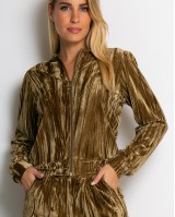 Σετ ζακέτα και παντελόνι βελουτέ gold