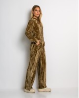 Σετ ζακέτα και παντελόνι βελουτέ gold
