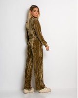 Σετ ζακέτα και παντελόνι βελουτέ gold