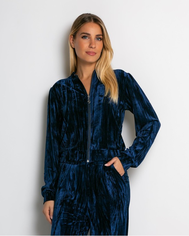 Σετ ζακέτα και παντελόνι βελουτέ navy