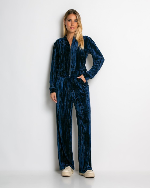 Σετ ζακέτα και παντελόνι βελουτέ navy