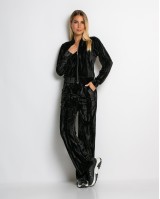 Σετ ζακέτα και παντελόνι βελουτέ μαύρο