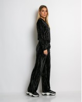 Σετ ζακέτα και παντελόνι βελουτέ μαύρο